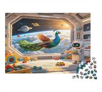 Cápsula Espacial Pavo Real Puzzle de 1000 Piezas Papel para Adultos Ilustración Science Fiction Familia Relajante Decoración Hogar Regalo 38x26cm/1000pcs