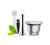 cápsula Recargable Nes presso reutilizables en Acero Inoxidable,capsula Filtro de café reutilizables para Nes presso,con Cuchara de café, Cepillo,Tamper