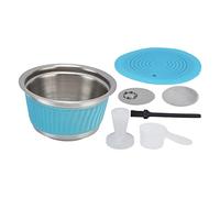 Cápsula Recargable para Café de Acero Inoxidable con Tamper y Tapa - Reutilizable, Durable y Ecológica para, Café de Calidad en Casa o Oficina (Azul)