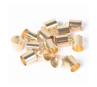 CáPsula Terminal Para Pulseras Cuentas de cobre engastadas color dorado, plateado, bronce, negro, metal, cuerda cuero, tapas extremo for fabricación joyas(Gold Color,6x10MM- 50PCS)