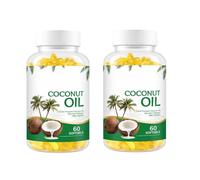 Cápsulas blandas de aceite de coco - Aceite de coco prensado en frío│Apoya la vitalidad diaria│Para hombres y mujeres│60 unidades,2pcs