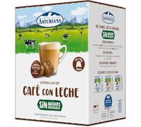 Cápsulas Café con Leche Central Lechera Asturiana 16 uds x 10g - Compatibles con Cafeteras Nescafé Dolce Gusto, Sin Aditivos Artificiales, Sabor Cremoso y Natural para Uso Diario