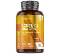 Cápsulas de Aceite de Onagra 1000 mg 180 cápsulas - Fuente de Omega 6 y 9 Provenientes del Ácido Linoleico, Ácido Oleico y Ácido Gamma Linolénico