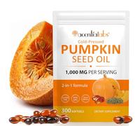 Cápsulas de aceite de semilla de calabaza, 300 unidades, aceite de semillas de calabaza 2 en 1 para el crecimiento del cabello, apoya el corazón, la próstata, suplemento de la piel, extracto prensado