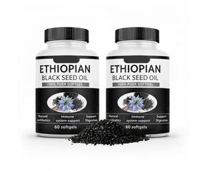 Cápsulas de Aceite de Semilla Negra Puramente Etíope FROVOL 4,64% de Timoquinona, Cápsulas Blandas de Aceite de Semilla Negra Etíope Puramente Nutriente, Orgánico Prensado en Frío, Sin GMO, Sin Gluten