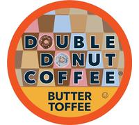 Cápsulas de café con sabor a doble dona, café de caramelo de mantequilla, porción única, café tostado medio para cafeteras Keurig K Cup, paquete de 24