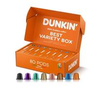 Cápsulas de café Premium Dunkin' Donuts - 80 cápsulas, caja variedad con 8 sabores para descubrir, 100% arábica, compatible con máquinas Nespresso, Rica y Aromática, idea de regalo
