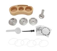 Cápsulas de Café Recargables de Acero Inoxidable 3 uds 230ml con Tamper, Cuchara, Cepillo y Soporte de Madera - Ahorro y Sostenibilidad, Fácil Limpieza, Para Cafeteras Compatible