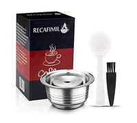 Cápsulas de café recargables para Nespresso Vertuo, de acero inoxidable, reutilizables, para máquina Nespresso Vertuo, cuchara y pincel, taza grande y prensador