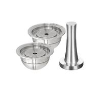 Cápsulas de café reutilizables acero inoxidable 80ml/2,4oz compatibles con máquinas Nespresso Vertuoline GCA1 Delonghi ENV135S(2Pods 1Tamper Set)
