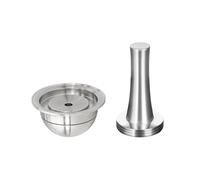 Cápsulas de café reutilizables acero inoxidable 80ml/2,4oz compatibles con máquinas Nespresso Vertuoline GCA1 Delonghi ENV135S(1Pod 1Tamper Set)