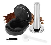 Cápsulas de café reutilizables, adaptador de cápsula reutilizable para cápsulas de café Dolce Gusto Espresso con prensador, cápsula de café rellenable de PP, contenedor de polvo, cuchara y cepillo