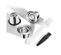 Cápsulas De Café Reutilizables Compatibles Con Nespresso, Tazas De Café Espresso Crema, Cápsulas De Café Rellenables De Acero Inoxidable, Filtros Con Anillo Dosificador Y Prensador.(3 pod)