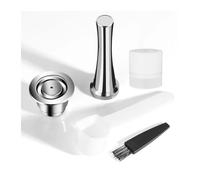 Cápsulas De Café Reutilizables Compatibles Con Nespresso, Tazas De Café Espresso Crema, Cápsulas De Café Rellenables De Acero Inoxidable, Filtros Con Anillo Dosificador Y Prensador.(1 pod t d)