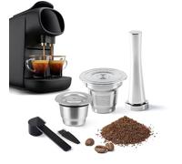 Cápsulas de café reutilizables de acero inoxidable compatibles con L'OR Barista LM8012/60, cápsulas de café recargables de metal para máquina de café L'orEspresso, con manipulador de café