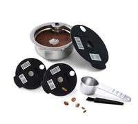 Cápsulas de café reutilizables para Bosch Tas Simo, filtros de cápsulas de café Tas-simo de acero inoxidable, cápsulas de café reutilizables Tas Simo de 60 ml + tapa extra, 180 + 220 ml de tapa de