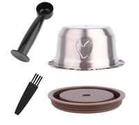 Cápsulas de Café Reutilizables para Cafetera Nespresso Vertuo, Acero Inoxidable Cápsulas Reutilizables con Cuchara y Cepillo Compatibles con Vertuo Next/Pop