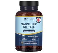Cápsulas de citrato de magnesio de 1500 mg con vitamina B6 | 120 cápsulas veganas | 450 mg de magnesio elemental | Cápsulas, no comprimidos | Fabricado en el Reino Unido por Prowise