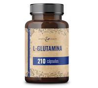 Cápsulas de L Glutamina - 210 cápsulas - 750 mg de L-Glutamina pura por dosis diaria - aminoácido - Vegano