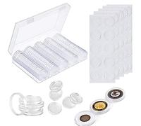 Cápsulas de Monedas,QLEMON 100pcs Contenedor de Almacenamiento de Monedas con 100 Almohadilla EVA y Caja Organizador de Almacenaje Plástico para Materiales de Collección de Monedas(17/20/25/27/30 mm)