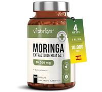 Cápsulas de Moringa Pura | Alta Potencia 10.000 mg | 4 Meses - 1 al Día | Sin Aditivos | Cápsulas de Superalimento Vegano en Polvo | Extracto Puro de Hoja de Moringa | VitaBright