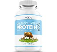 Cápsulas de Proteína de Colágeno Multitipo - 120 Unidades - Tipos I, II, III, V y X - Hidrolizado de Bovino Alimentado con Pasto, Pescado Marino Salvaje, con Ácido Hialurónico y Vitamina C