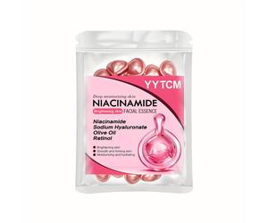 Cápsulas de sérum facial con niacinamida y retinol, aceite de oliva y de , gel iluminador e hidratante para una piel y de tono uniforme, 0,5 g × 30 cápsulas por bolsa, 1 bolsa