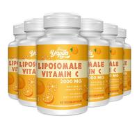 Cápsulas de Vitamina C Liposomal 2000 mg(6 Paquetes), Máxima Absorción, Vitamina C Altamente Concentrada, Ascorbato, Suplemento Antioxidante, Libre de Soja