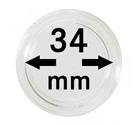 Capsulas para monedas 34 mm (10 piezas) [Lindner 2250034], con superficie extremedamente resistente contra arañazos - Diámetro interior: 34 mm