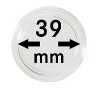 Capsulas para monedas 39 mm (10 piezas) [Lindner 2250039], con superficie extremedamente resistente contra arañazos - Diámetro interior: 39 mm