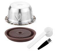Cápsulas Reutilizables para Nespresso Vertuo, Cápsulas Café Recargables de Acero Inoxidable 230 Ml con 1 Tapa de Silicona, 1 Cuchara, 1 Cepillo Accesorios de Café para Nespresso