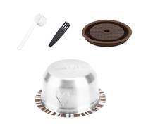 Cápsulas Reutilizables para Nespresso Vertuo, Cápsulas de Café Recargables Acero Inoxidable con Tapa Silicona, Cuchara & Cepillo (80ml)