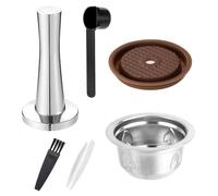 Cápsulas reutilizables XIHIRCD de 230 ml para Nespresso Vertuo | Juego de Cápsulas de Café Recargables de Acero Inoxidable con Tapa de Silicona, Cuchara, Cepillo, Pinzas y Prensador