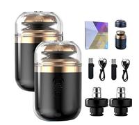 Capsule Razor, Palyrain Capsule Razor Mini Portable Electric Shaver, Waterproof Washable Rotary Razor with Rotary Nose Hair Trimmer, 2-in-1 Portable Multifunctional Electric Capsule Shaver (Black*2)