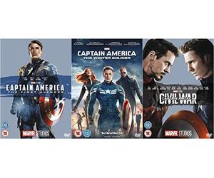 Captain America 3 Movies Collection DVD - Captain America - The First Avenger, The Winter Soldier, Civil Army DVD - Marvel Studios Captain America 3 Films Collection DVD