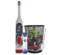 Captain America 3pc Oral Care Bundle with Matching Battery Powered Toothbrush, 2-Minute Timer, Rinse Cup and More