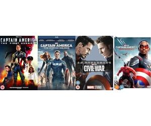 Captain America 4 Movies Collection DVD - Captain America: The First Avenger / The Winter Soldier / Civil War / Captain America: Brave New World - Captain America 4 Films Collection DVD