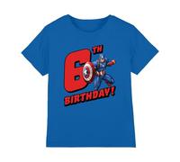 CAPTAIN AMERICA Marvel Birthday 6 Camiseta Infantil, Azul Real, 5-6 A