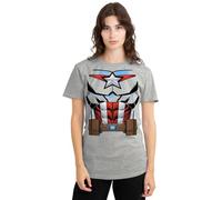 CAPTAIN AMERICA Marvel Costume Camiseta de Mujer, Gris Heather Deportivo, S