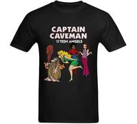 Captain Caveman Men's Cotton T Shirt Short Sleeve Sport Casual tee Summer Fashion Tops Black