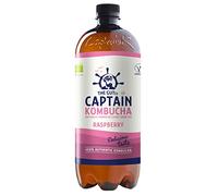 Captain Kombucha - Bebida Probiótica Naturalmente Fermentada, Sin Aditivos ni Conservantes, Sin Colorantes ni Sabores Artificiales, Sin Pasteurizar, Vegan - 6 x 1000ml (Raspberry)
