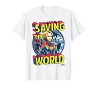 Captain Marvel Saving The World Portrait Camiseta, Hombre, Blanco, 6XL