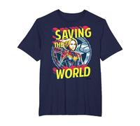 Captain Marvel Saving The World Portrait Camiseta, Hombre Tallas Grandes, Azul Marino, 6X Alto