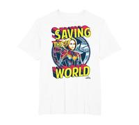Captain Marvel Saving The World Portrait Camiseta, Hombre Tallas Grandes, Blanco, 5X Alto