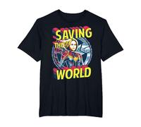 Captain Marvel Saving The World Portrait Camiseta, Hombre Tallas Grandes, Negro, 5X Alto