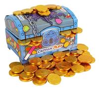 CAPTAIN PLAY Cofre del Tesoro con Monedas de Oro Chocolate, 700g Caja Regalo con Monedas de Oro Chocolate Pirata