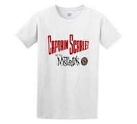 Captain Scarlet Inspired by The 60's TV Show Retro Distressed Mens T-Shirt Unisex White Top tee XXL