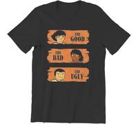 Captain Tsubasa The Good The Bad The Ugly T-Shirt Vintage Male Top Tshirt Crew Neck Streetwear Unisex tee Black Mens