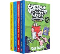 Captain Underpants Full Colour illustrated Series by Dav Pilkey 4 Books Collection Set (Two Pant-tastic Book 1-2, Two Wedgie-Powered Book 3-4, Two Turbo-Charged Book 5-6 & Two Super-Heroic Book 7-8)