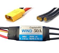 captainrc 50 ESC con controlador de velocidad eléctrico BEC 2-4S de 5 V 6 V/4 A con conectores de bala XT60 y 3,5 mm para aviones de ala fija/avión RC Drone/motores sin escobillas
